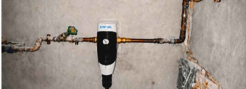 Nachher: neu verlegte Kupferleitung mit neuer Filtereinheit von Conel.